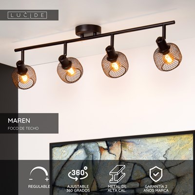 Lucide MAREN - Foco de techo - 4xE14 - Negro